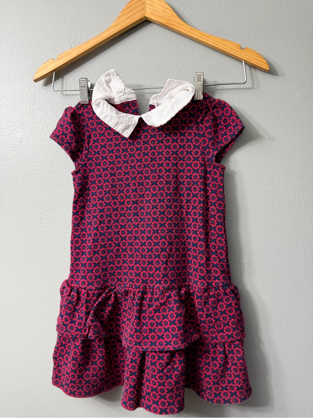 Janie and Jack Let's Set Sail Floral Drop Waist Jacquard Dress EUC Girls Size 7